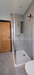 Enclosed shower in toilet. 